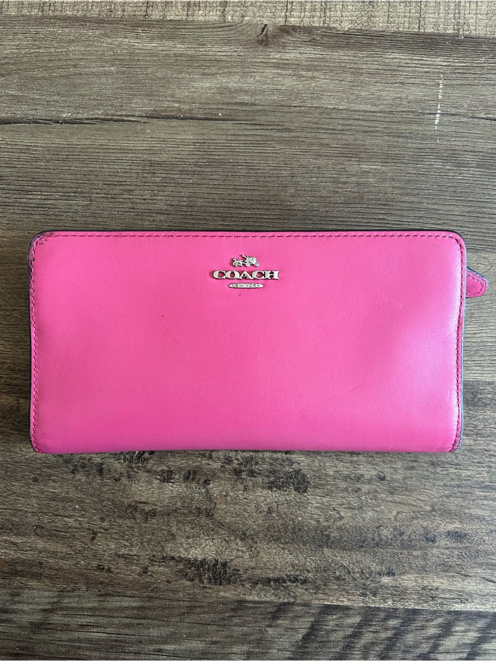 Coach Pink Zip Around Leather Wallet